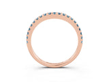 Rose gold Round Aquamarine Pavé Set Curved Wedding Band_9