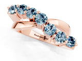 Rose gold Round Aquamarine Prong-Set Crossover Band_7