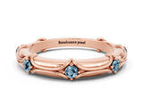 Rose gold Round Aquamarine Prong Set Milgrain Eternity Band_6