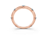 Rose gold Round Aquamarine Prong Set Milgrain Eternity Band_9