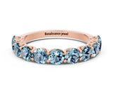 Rose gold Round Aquamarine Shared Prong Eternity Band_6