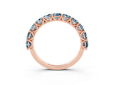 Rose gold Round Aquamarine Shared Prong Eternity Band_9