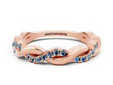 Rose gold Round Aquamarine Twist Eternity Band with Pavé Setting_6
