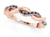 Rose gold Round Aquamarine Twist Eternity Band with Pavé Setting_7