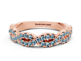 Rose gold Round Aquamarine Twisted Eternity Band with Pavé and Shared Prong Setting_18