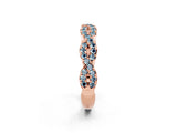 Rose gold Round Aquamarine Twisted Eternity Band with Pavé and Shared Prong Setting_20