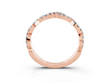 Rose gold Round Aquamarine Twisted Eternity Band with Pavé and Shared Prong Setting_21