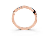 Rose gold Round Aquamarine Twisted Infinity Band with Prong Setting_9