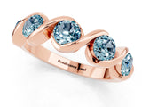 Rose gold Round Aquamarine Wave Band with Channel Setting and Shared Prongs_7