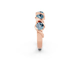 Rose gold Round Aquamarine Wave Band with Channel Setting and Shared Prongs_8