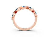 Rose gold Round Aquamarine Wave Band with Channel Setting and Shared Prongs_9