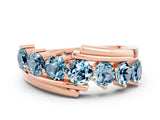 Rose gold Round Aquamarine Wave Band with Channel and Shared Prong Setting_18