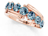 Rose gold Round Aquamarine Wave Band with Channel and Shared Prong Setting_19
