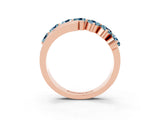Rose gold Round Aquamarine Wave Band with Channel and Shared Prong Setting_21