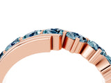 Rose gold Round Aquamarine Wave Band with Channel and Shared Prong Setting_22