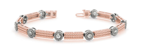 Rose gold Round Bezel Rope Chain Diamond Bracelet
