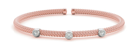 Rose gold Round Bezel Set Diamond Braided Bracelet