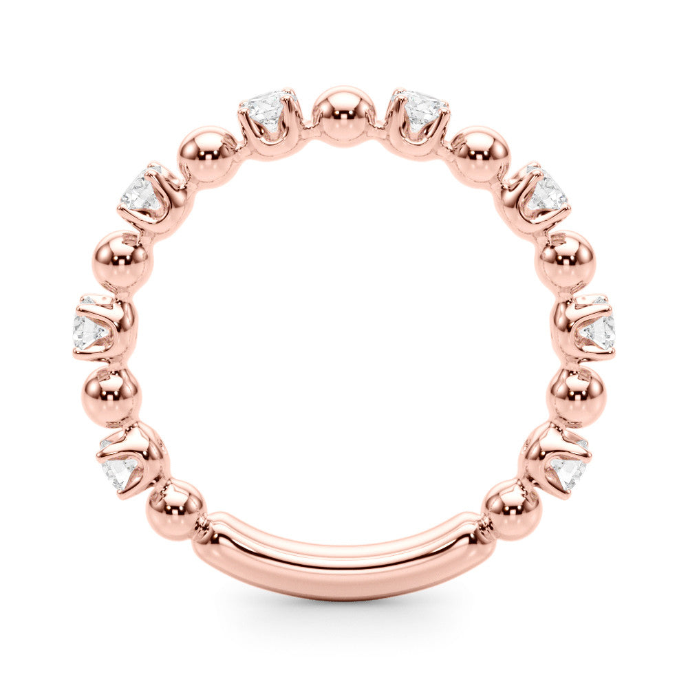 Rose gold Round Bezel Set Diamond Eternity Band with Prong Setting 1