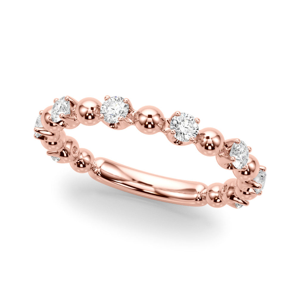 Rose gold Round Bezel Set Diamond Eternity Band with Prong Setting