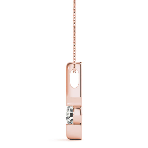 Rose gold Round Bezel-Set Diamond Pendant 2