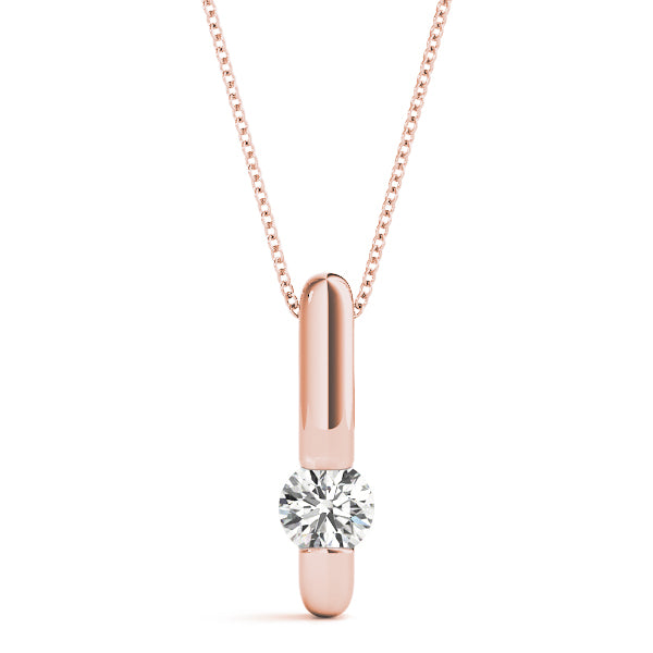 Rose gold Round Bezel-Set Diamond Pendant