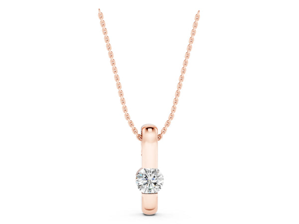 Rose gold Round Bezel-Set Diamond Pendant