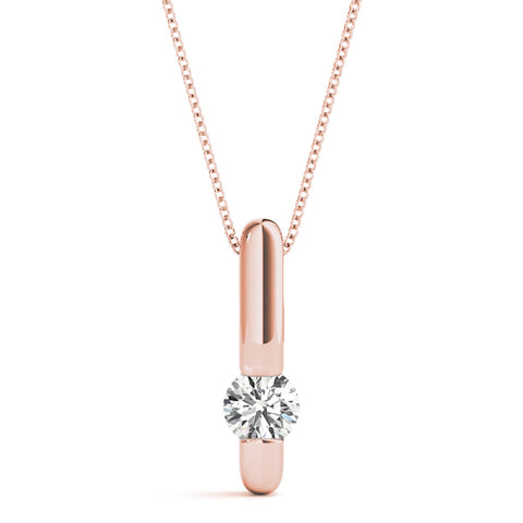 Rose gold Round Bezel-Set Diamond Pendant