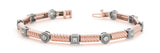 Rose gold Round Bezel Set Diamond Rope Bracelet with Box Clasp