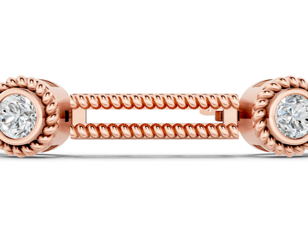 Rose gold Round Bezel Set Diamond Rope Chain Bracelet