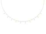 Rose gold Round Bezel Set Diamond Station Necklace with Cable Chain_2