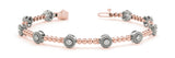 Rose gold Round Bezel Set Diamond Tennis Bracelet with Beaded Band