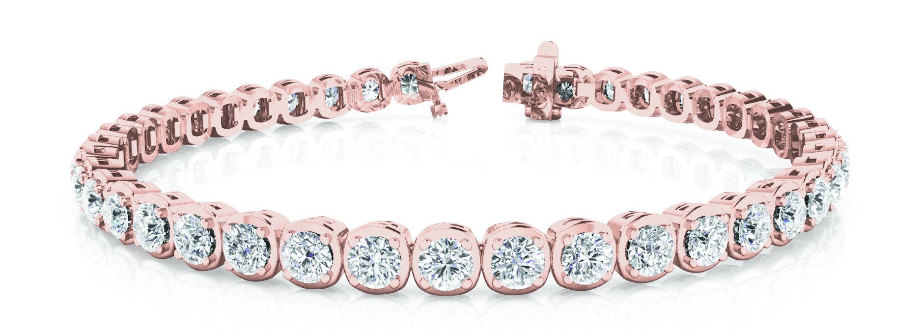 Rose gold Round Bezel-Set Diamond Tennis Bracelet with Box Clasp