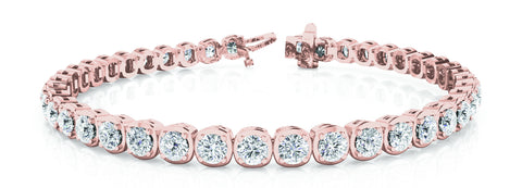 Rose gold Round Bezel-Set Diamond Tennis Bracelet with Box Clasp