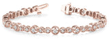 Rose gold Round Bezel-Set Diamond Tennis Bracelet with Milgrain Detailing