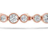 Rose gold Round Bezel-Set Diamond Tennis Bracelet with Milgrain Detailing_1