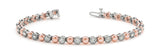 Rose gold Round Bezel-Set Diamond Tennis Bracelet with Milgrain Prong Setting