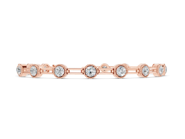 Rose gold Round Bezel-Set Diamond Tennis Bracelet with Open Link Band