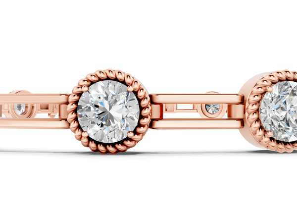 Rose gold Round Bezel-Set Diamond Tennis Bracelet with Open Link Band