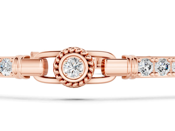 Rose gold Round Bezel-Set Diamond Tennis Bracelet with Pave Band