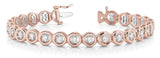 Rose gold Round Bezel Set Diamond Tennis Bracelet with Prong Setting