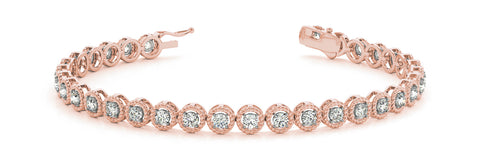 Rose gold Round Bezel-Set Diamond Tennis Bracelet with Rope Band
