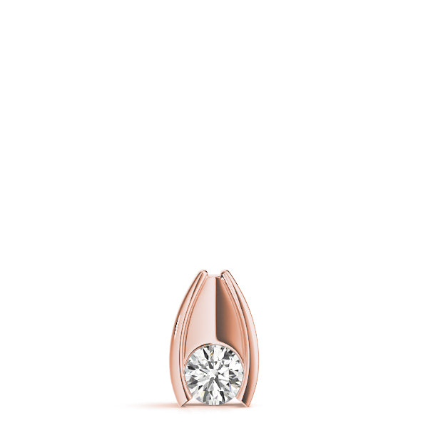 Rose gold Round Bezel Solitaire Pendant with V-Prong Setting 1