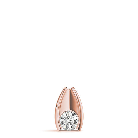 Rose gold Round Bezel Solitaire Pendant with V-Prong Setting 1