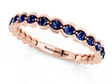 Rose gold Round Blue Sapphire Bezel Set Eternity Band_7