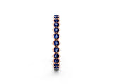 Rose gold Round Blue Sapphire Bezel Set Eternity Band_8