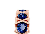 Rose gold Round Blue Sapphire Channel Set Band with X-Prong Detail_11