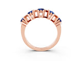 Rose gold Round Blue Sapphire Channel Set Band with X-Prong Detail_9