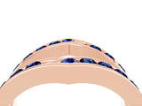 Rose gold Round Blue Sapphire Channel-Set Chevron Band_10
