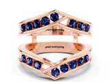 Rose gold Round Blue Sapphire Channel-Set Chevron Band_6
