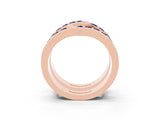 Rose gold Round Blue Sapphire Channel-Set Chevron Band_9